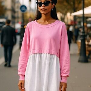 Copied - Pink and white cropped sweater
